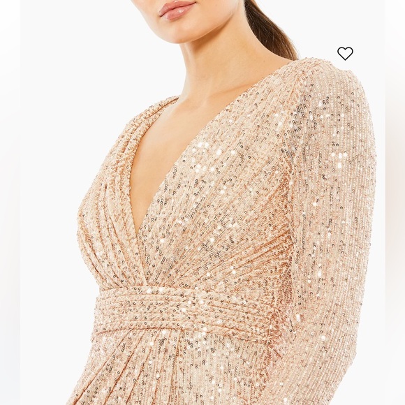 Stunning NWT MAC DUGGAL Sequined Long Sleeve Midi Dress Sz 14 - Picture 3 of 13